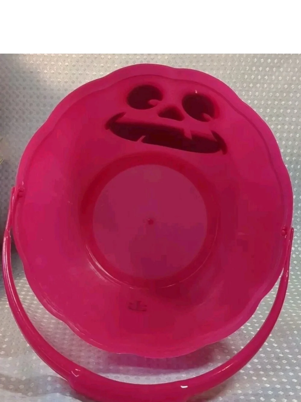 Pink Halloween Pumpkin Treat Bucket with Smiling Face